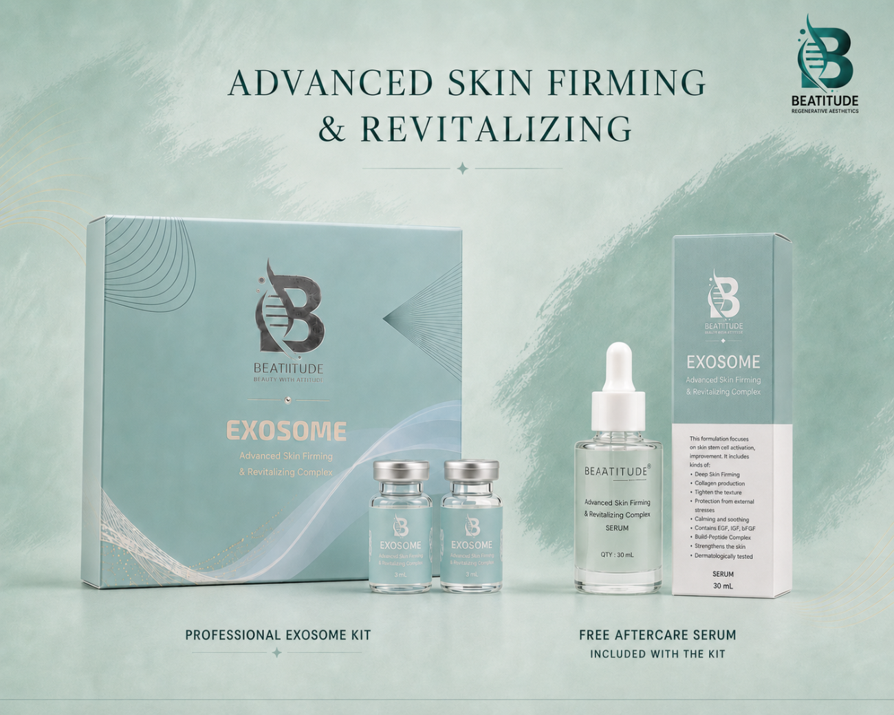 Beatitude Exosome Advanced Skin Firming & Revitalizing Complex – Professional Kit with Free 30 ml Aftercare Serum Main image