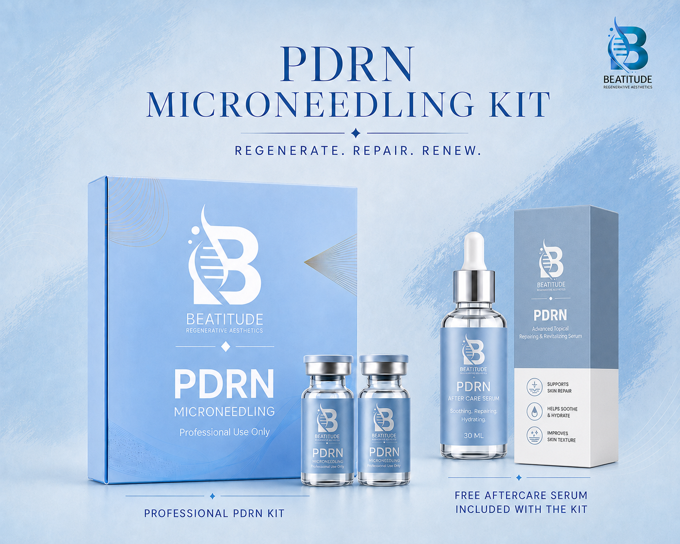 Beatitude PDRN Microneedling Professional Kit with Free After Care Serum – 30 ml Main image