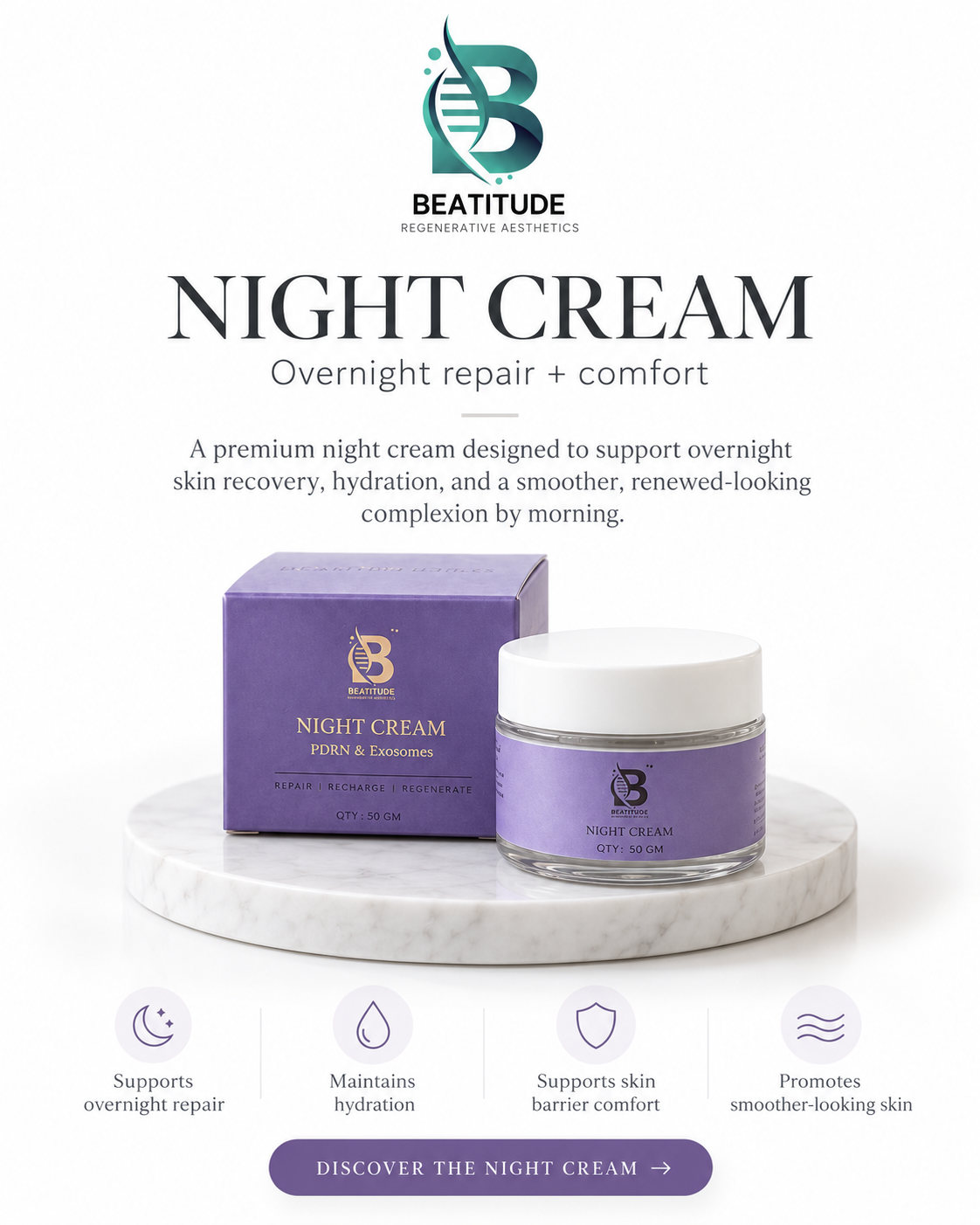 Beatitude Night Cream – PDRN + Exosomes | 50 GM Main image