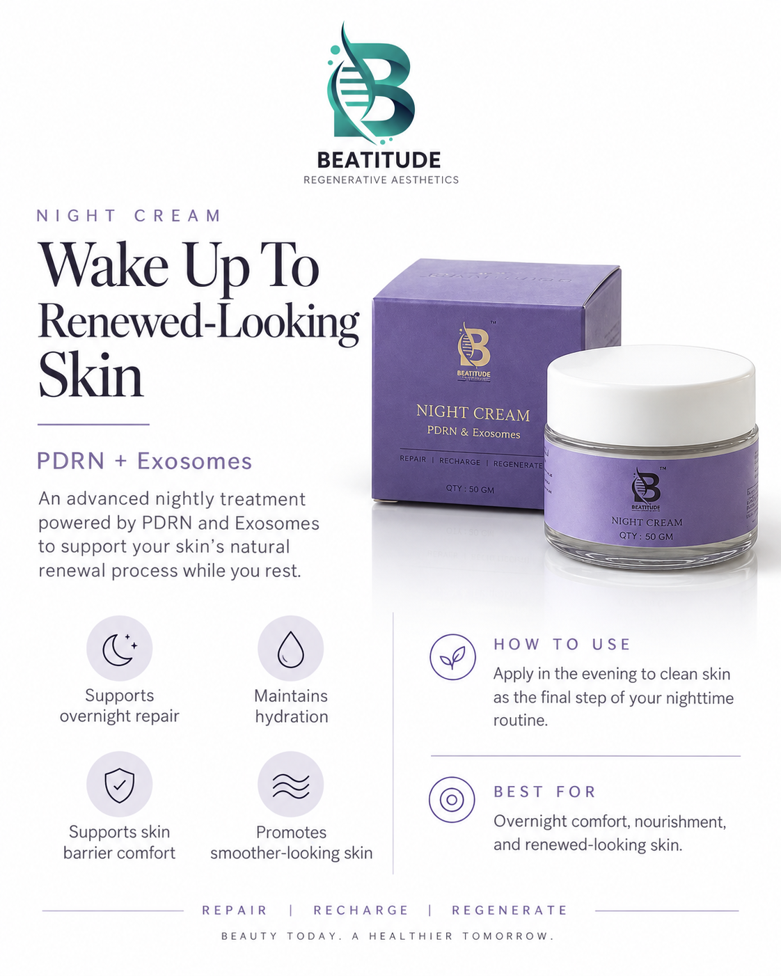 Beatitude Night Cream – PDRN + Exosomes | 50 GM Secondary image
