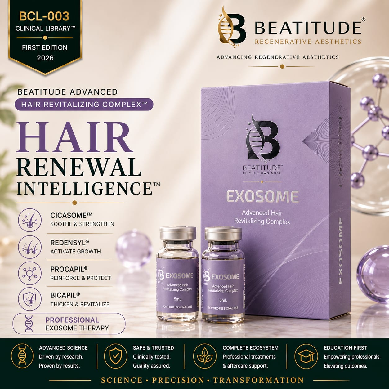 Beatitude Exosome Advanced Topical Hair Revitalizing Complex – Professional Kit with Free 30 ml Aftercare Serum
